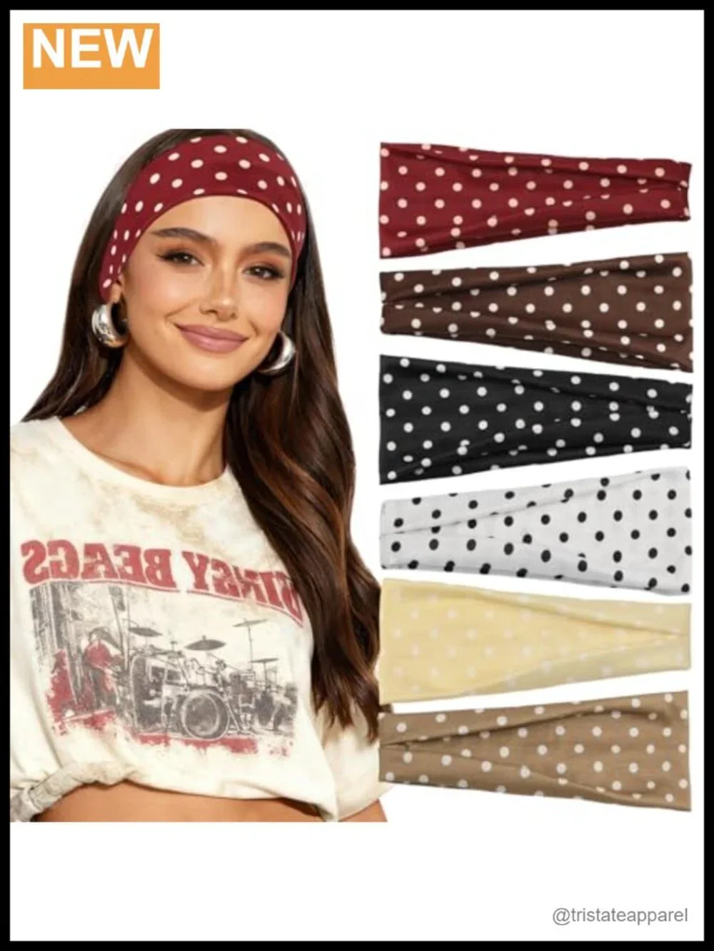 6 Pack Polka Dot Headbands for Women Non Slip Elastic Hair Bands Yoga Workouts